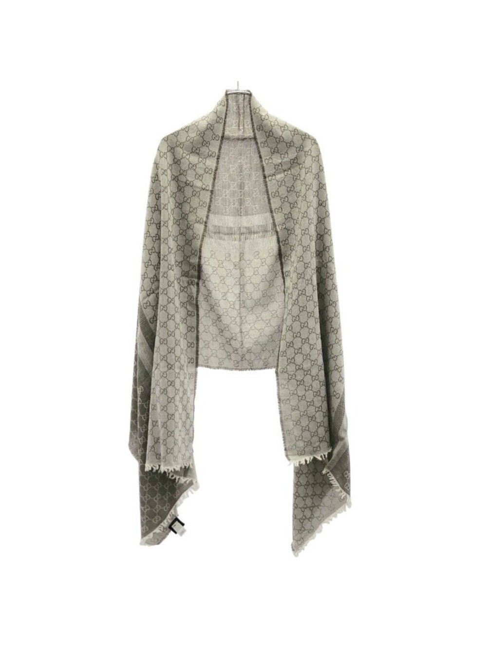 Gucci Wool Silk GG Shawl Gray Scarf